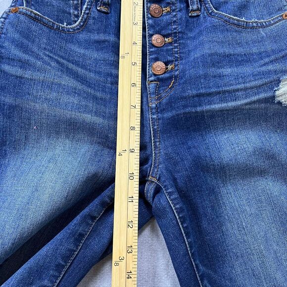 Madewell Jeans Women 26 High Rise Skinny Button Fly Raw Hem Distressed - Picture 7 of 8